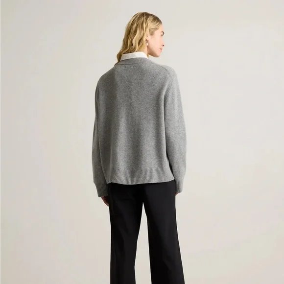 Quince Mongolian Cashmere Oversized Crewneck Heather Grey Sweater - Picture 6 of 12
